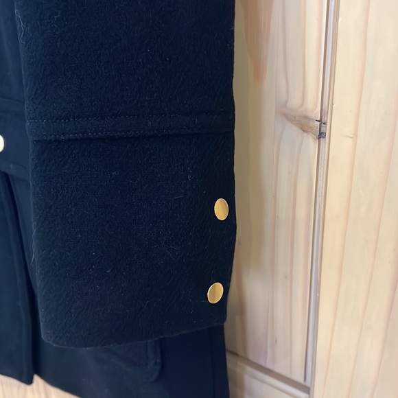 *NWT J. Crew JCREW Black Italian Wool Blend Coat Detachable Faux Fur Trim - Picture 4 of 6